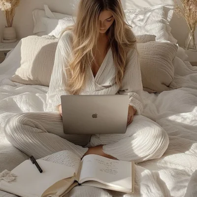 Mujer aplicando el protocolo desde casa con calma